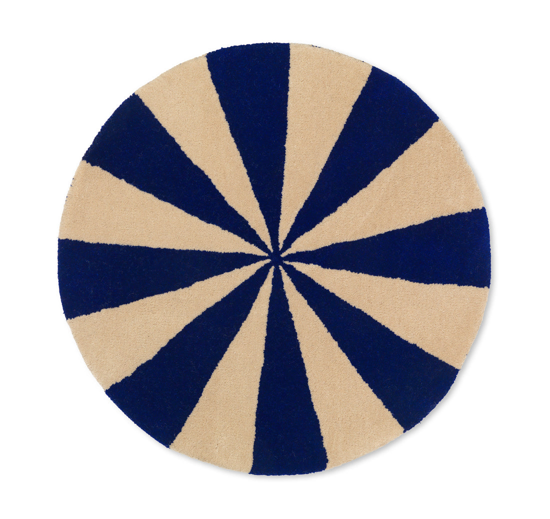 ferm Living gulvtæppe, rundt - Arch small, bright blue/off-white