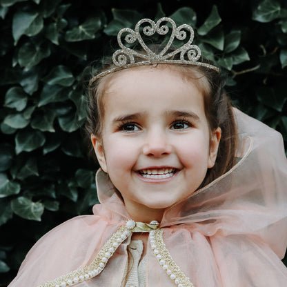 Great Pretenders hårbøjle m. diadem, Guldglitter