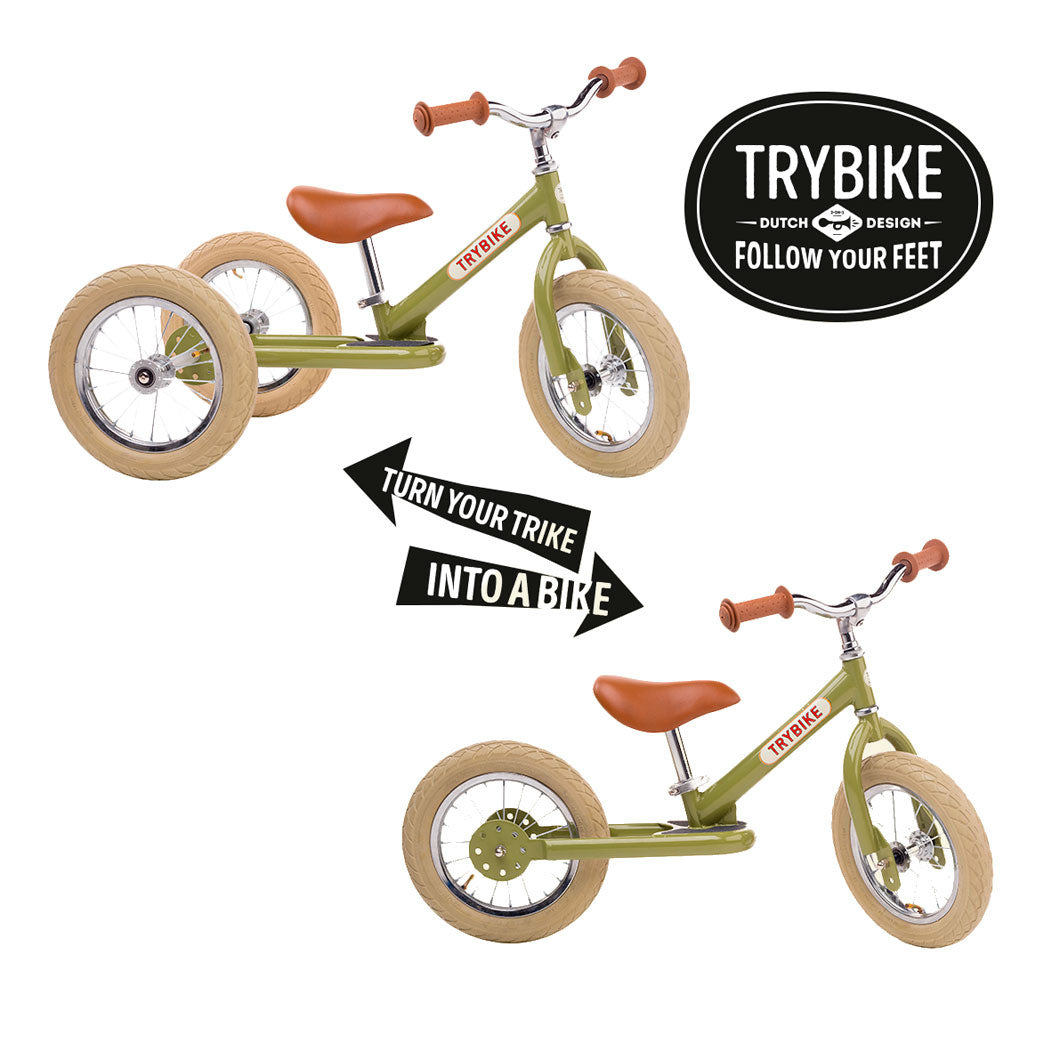 Trybike hjulset från två till tre hjul, svart däck