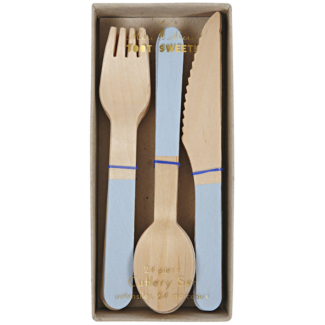 Meri Meri træbestik, Toot Sweet - blå - 24 dele