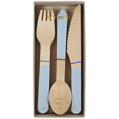 Meri Meri træbestik, Toot Sweet - blå - 24 dele