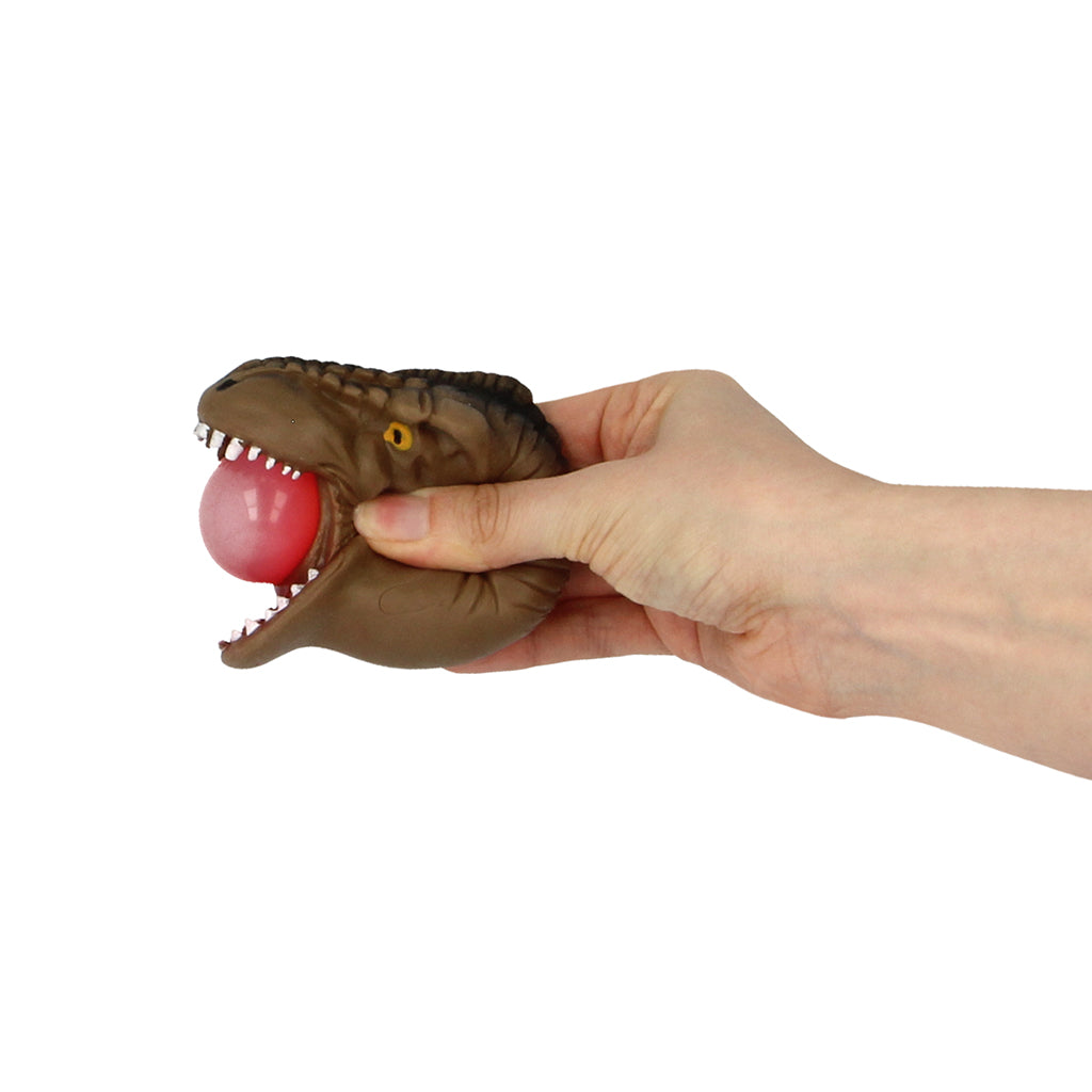 Keycraft gummi dinosaurhuvud med bubbeltunga, ass.