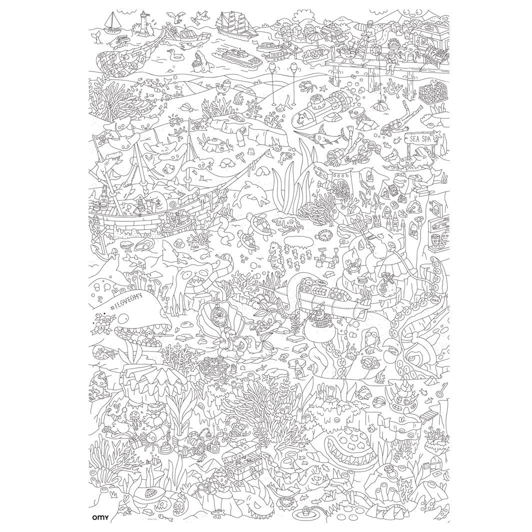 Omy stor plakat til farvelægning, Ocean