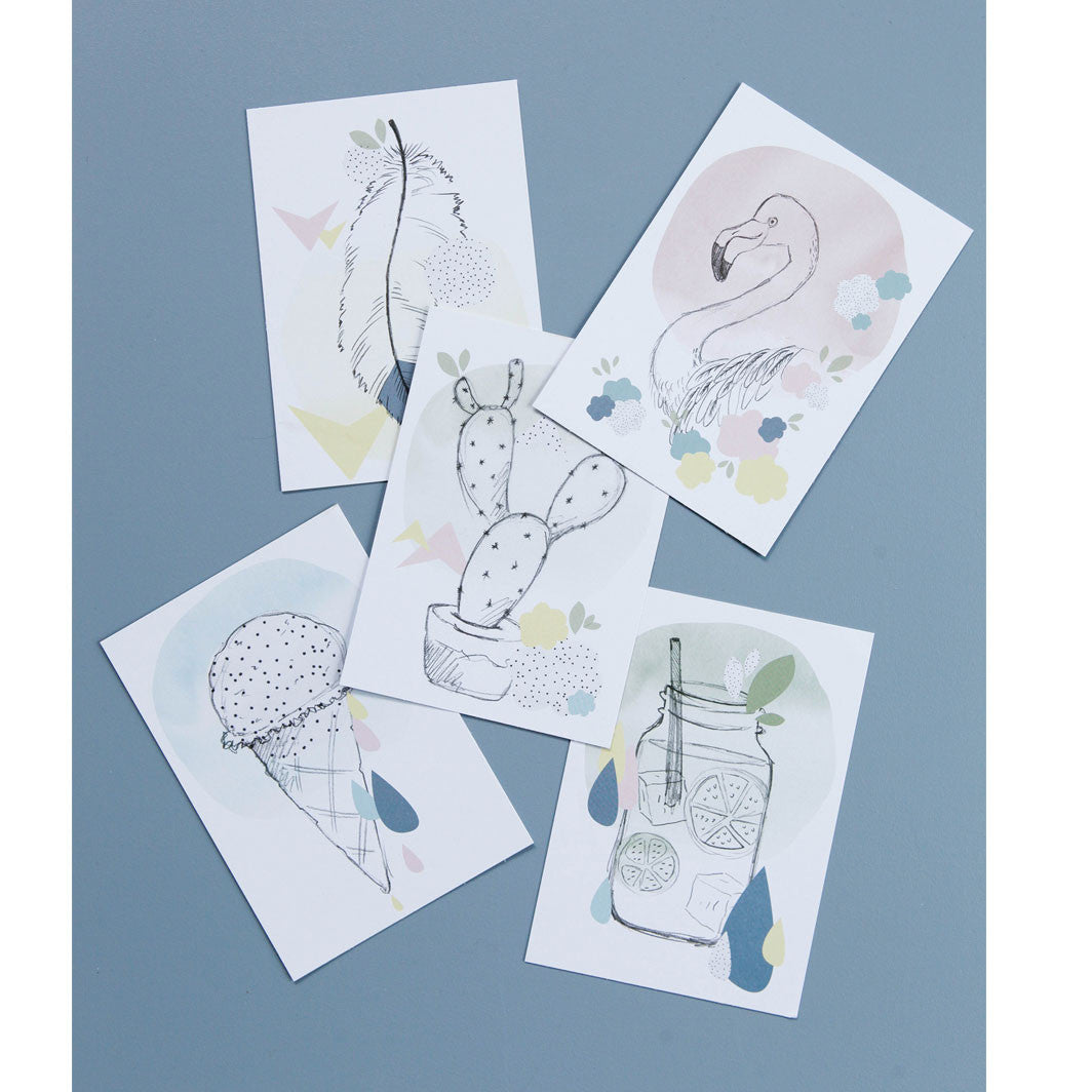 Lirum Larum Leg postkort, Special Edition, 5 stk. - Collage