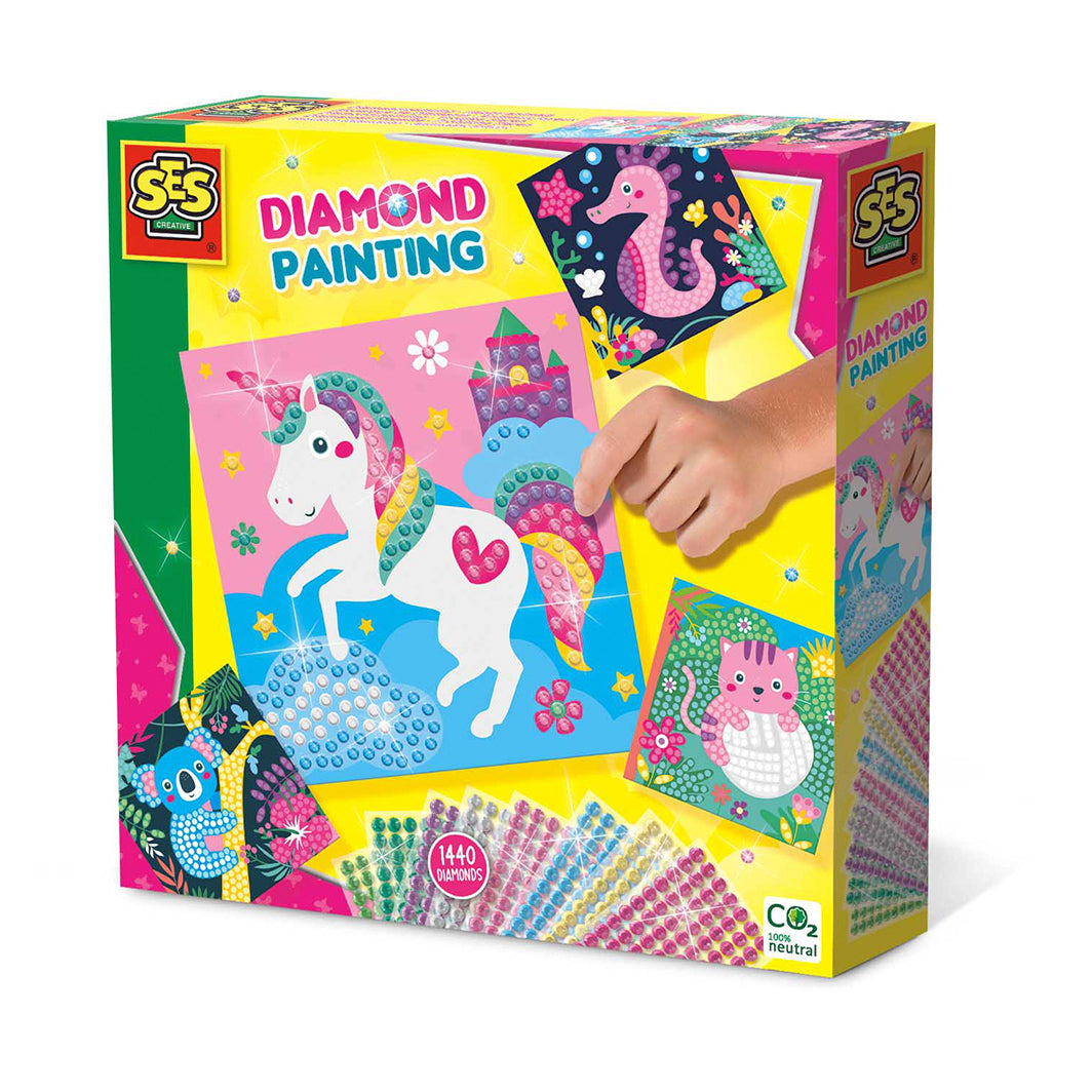 SES Creative, Måla med diamanter - Glada djur