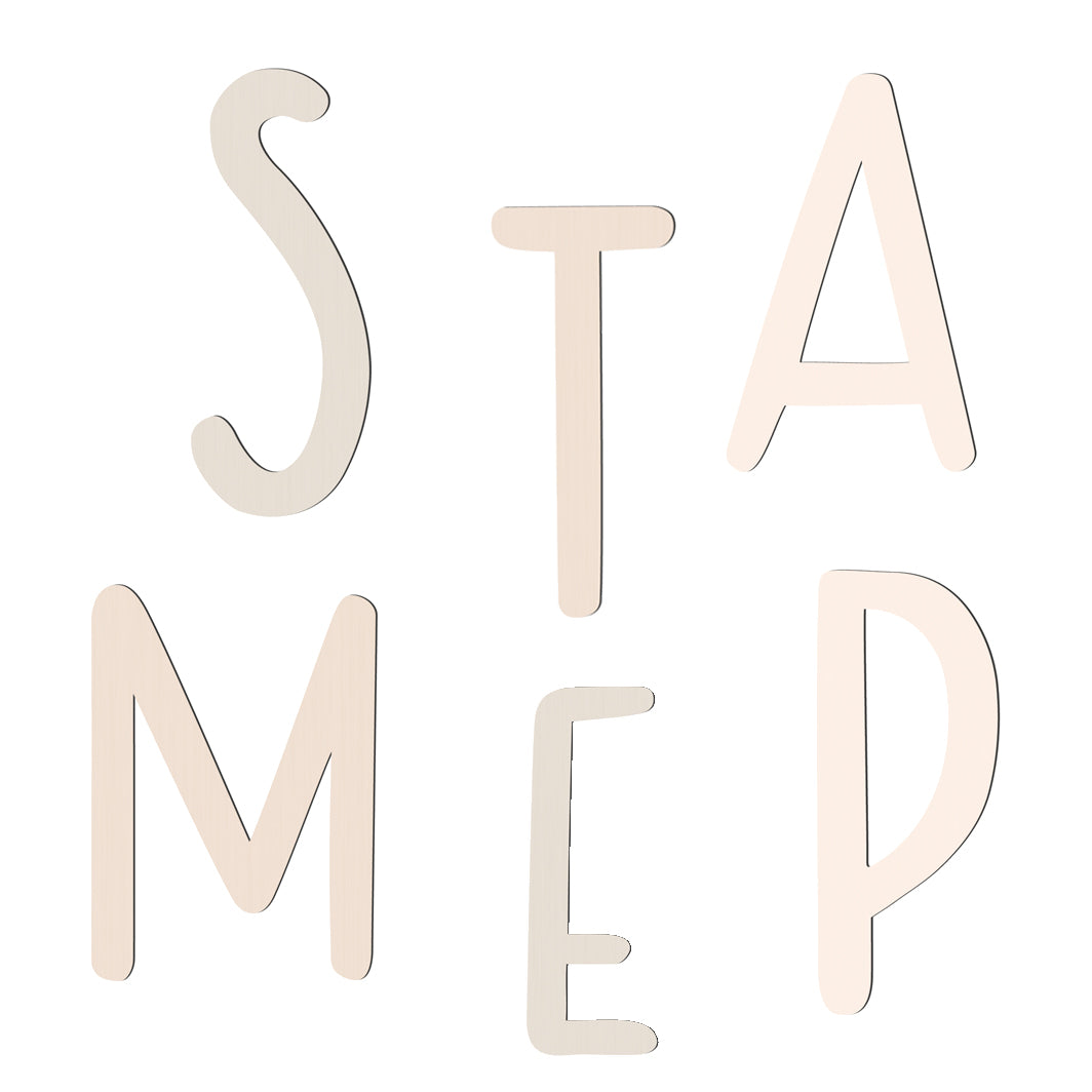 Sebra bogstaver i træ, A - Å - Birchbark beige