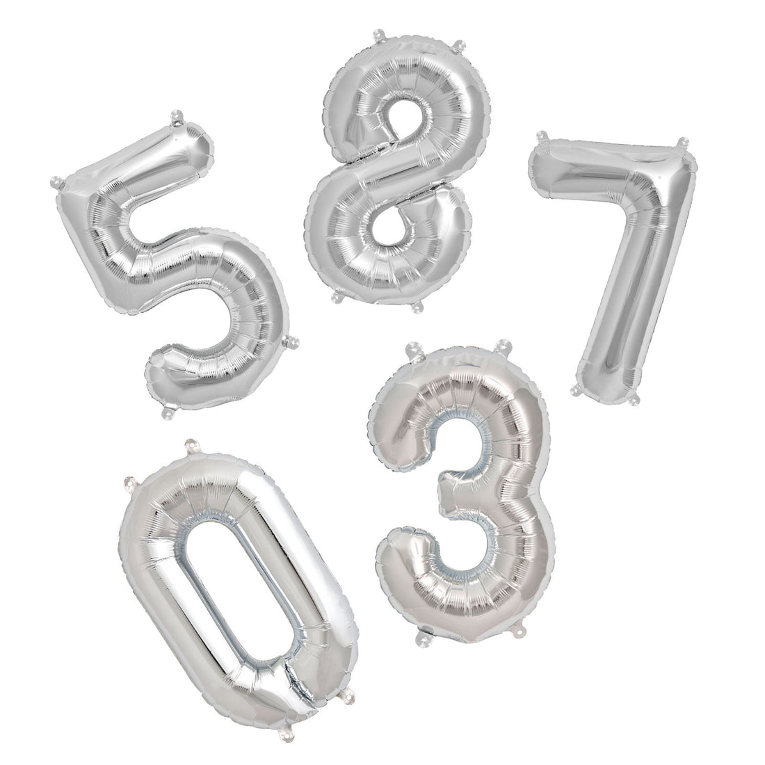 Northstar Balloons, folieballon som tal i sølv - 0-9