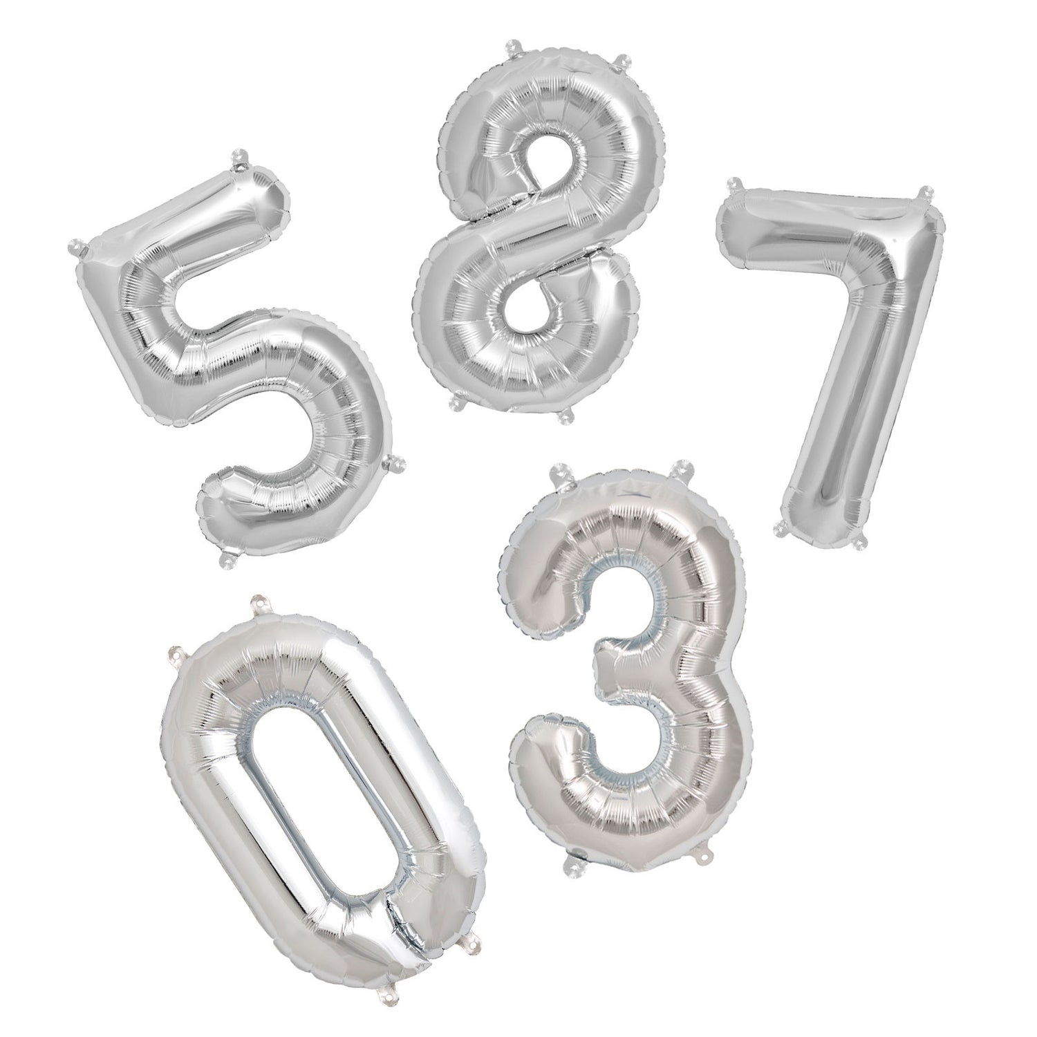 Northstar Balloons, folieballon som tal i sølv - 0-9